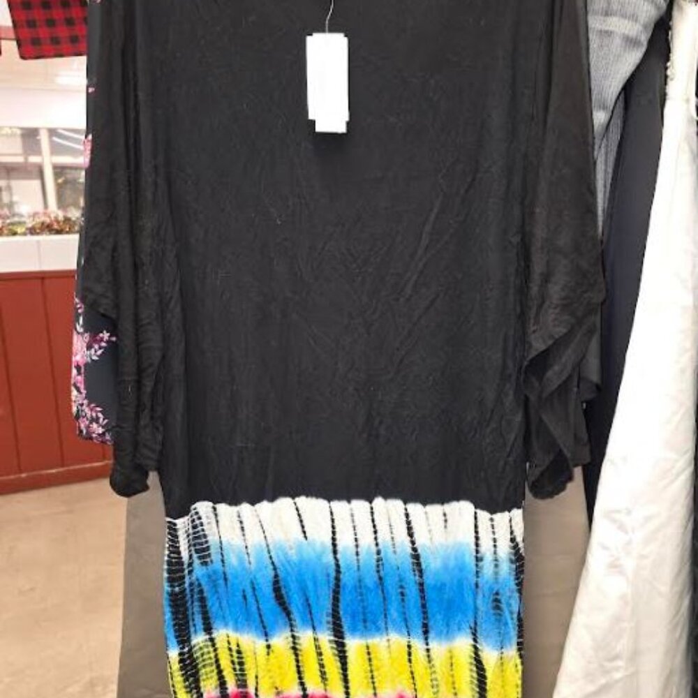 W D . N Y WOMEN'S BLACK COLORFUL WIDE SLEEVES LOUNGER SIZE MEDIUM